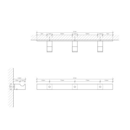 Decor Walther Corner HAK3 Панель с 3 крючками 18x4см, подвесной, цвет: хром