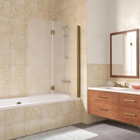 Шторка на ванную Vegas-glass E2V LUX 120 05 10 R, профиль бронза, стекло сатин