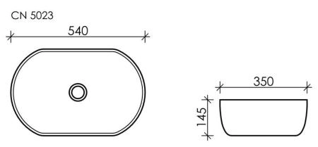 Умывальник чаша накладная овальная Element 540x350x145мм