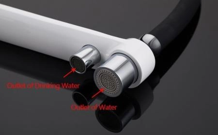 Смеситель Gappo G4398-9 для кухни с подключением фильтра питьевой воды, белый