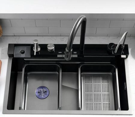 Мойка кухонная Esbano CASCADE-5 750х450х220 оружейная сталь PVD покрытие