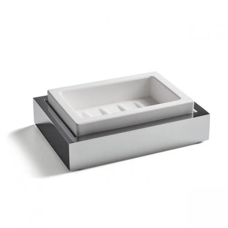 3SC SK 3.0 Мыльница настольная, композит Solid Surface, цвет: белый/хром