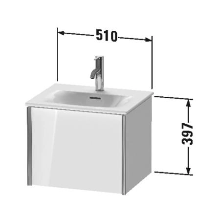 Duravit XViu Тумба подвесная 51x42x39.7см, с раковиной, 1 ящик, цвет: белый глянцевый/champagne matt
