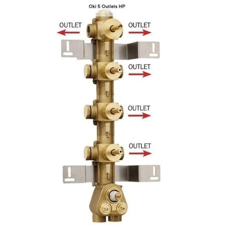 Скрытая часть с девиатором для термостата HighFlow Bossini Outlets Z030275000 на 5 выходов