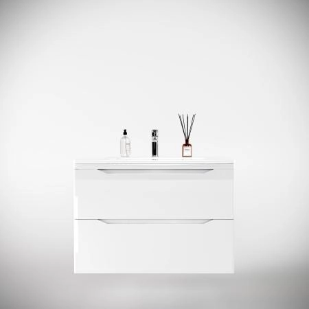 Тумба подвесная Style Line Марелла 80 (2 ящ.) Люкс антискрейтч белый глянец, PLUS