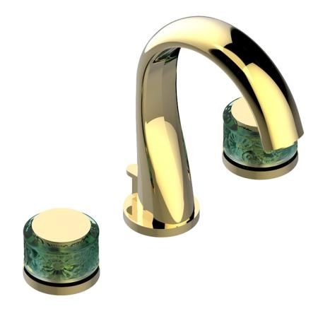 THG Island Смеситель для раковины на 3 отверстия, с донным клапаном, цвет: Soft gold