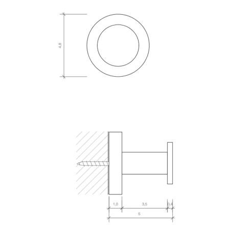 Decor Walther Basic HAK4 Крючок, подвесной, цвет: черный матовый