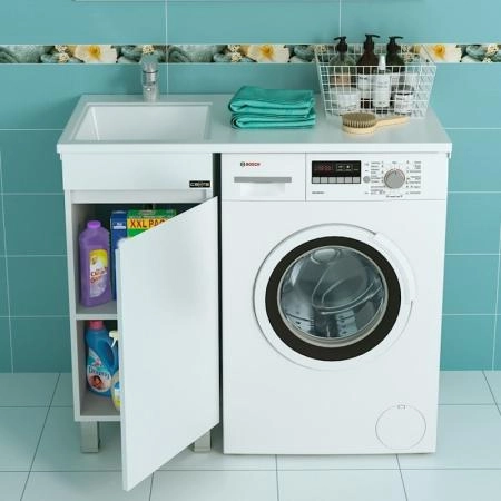 Тумба под раковину СаНта Марс-38 700221 над стиральной машиной, напольная