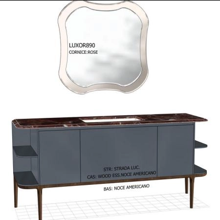 Antonio Lupi ILBagno Комплект мебели: тумба напольная с раковиной 180x54см, мраморная столешница, зеркало, цвет: Strada lucido/Rose/хром