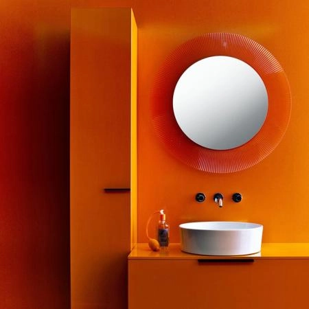 Laufen Kartell Зеркало круглое d=78см, настенное, без подсветки, цвет: оранжевый