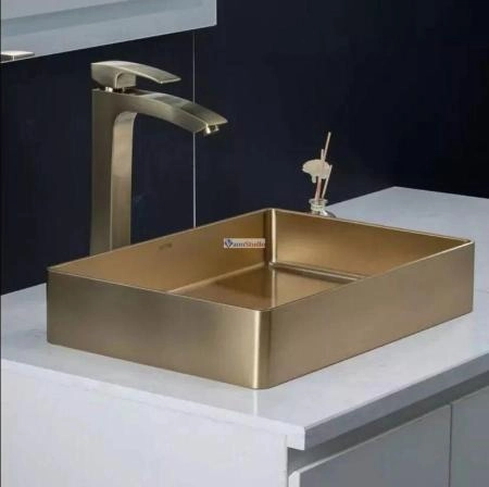 Раковина Gappo GX201-3 36x36 Cатин золотой нерж.сталь на столешницу