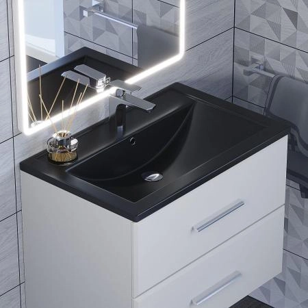 Раковина кварцевая Uperwood Foster Quartz 70 см, черная матовая, уголь