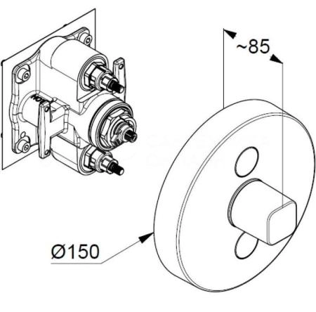 Термостат KLUDI PUSH 387120538 для ванны и душа встраиваемый на 2 потребителя внешняя часть