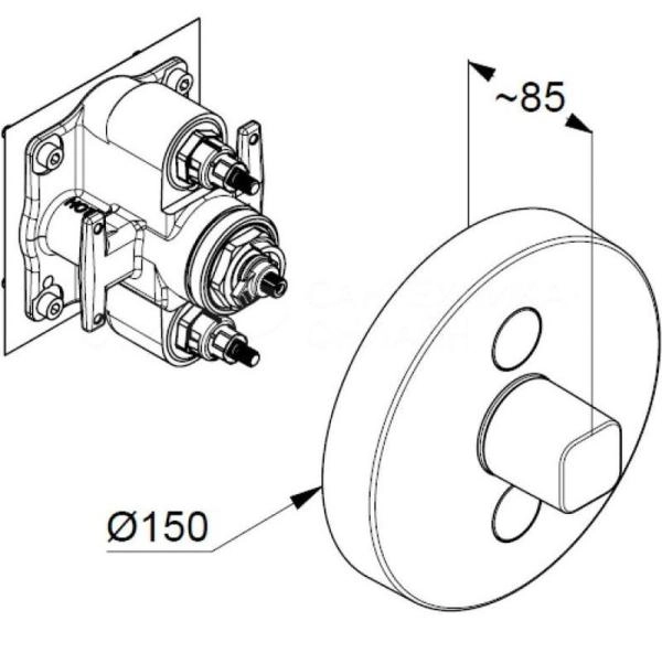 Термостат KLUDI PUSH 387120538 для ванны и душа встраиваемый на 2 потребителя внешняя часть