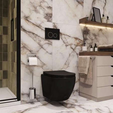 Унитаз Cerutti SPA TICINO Aria MB подвесной безободковый черный матовый CT8918 (485х365х350)