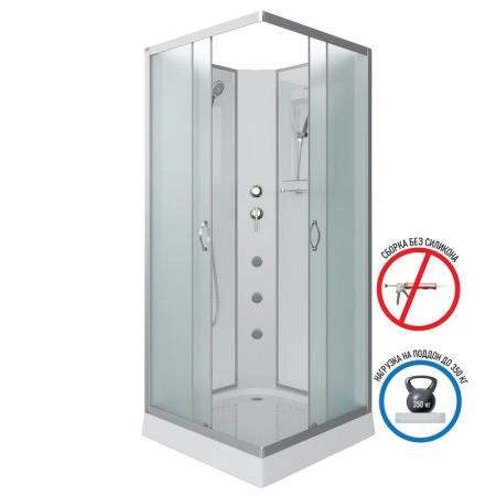 Душевая кабина Niagara NG-1101-14BKG 900х900х2000 низкий поддон 13см стекло матовое с полкой