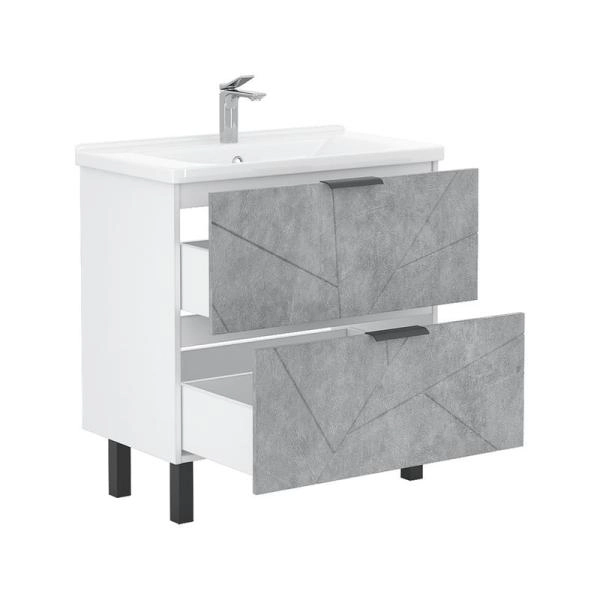 Тумба для ванной Volna Twing 80.2Y бетон напольная (Миранда) раковина отдельно