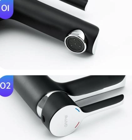Смеситель для раковины Gappo G1003-6 чёрный/хром