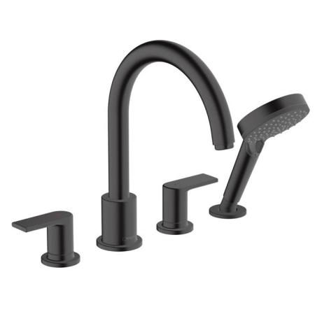 Hansgrohe Vernis Shap Смеситель на край ванны, на 4 отв, цвет: матовый черный