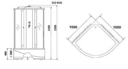 Душевая кабина Niagara Ultra NG-212-01N (1000х1000х2200) высокий поддон(48см) стекло ТОНИРОВАННОЕ