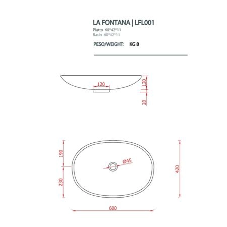 Artceram LA FONTANA Раковина накладная 60х42 см, без отв под смеситель, цвет белый (НЕ производится)