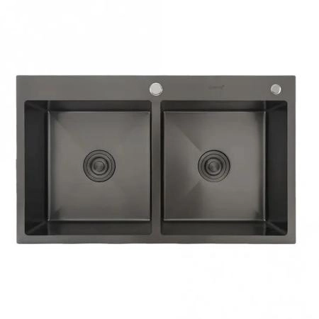 Кухонная мойка Gappo GS8350-6  830x500x215mm 0.8мм с коландером Черный