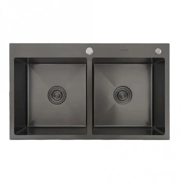 Кухонная мойка Gappo GS8350-6  830x500x215mm 0.8мм с коландером Черный