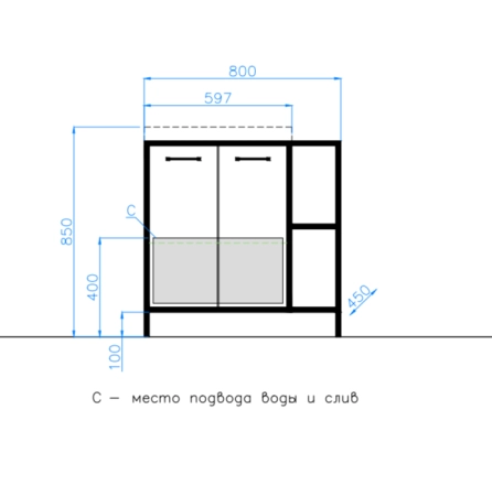 Тумба под раковину Style Line Elfante ЛОФТ 60 Classic БЕТОН