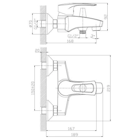 Смеситель Rossinka T40-31 для ванны
