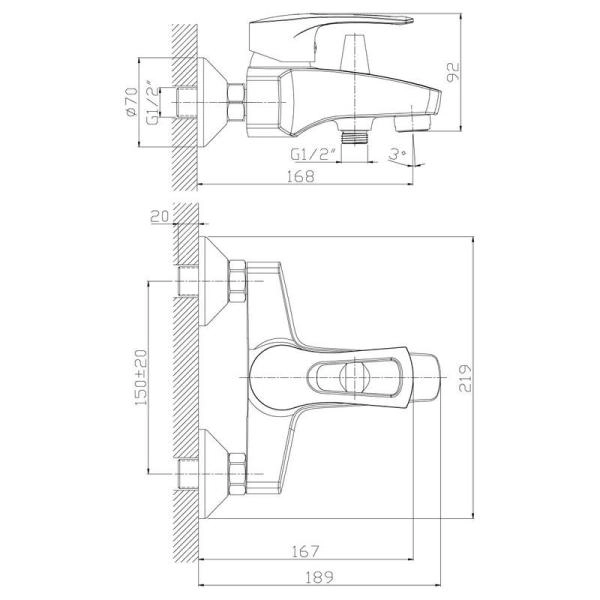 Смеситель Rossinka T40-31 для ванны