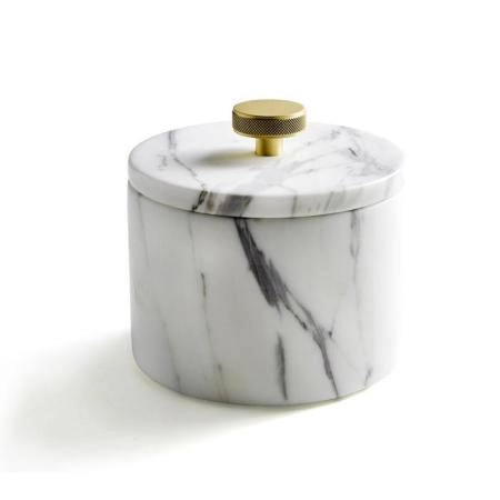 3SC Apuana 2.0 Контейнер с крышкой настольный d12хh8,5 см, цвет: мрамор White Statuario/латунь сатинированная матовая