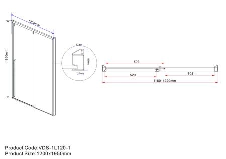 Душевая дверь Vincea Lugano VDS-1L120CLGM-1, 1200, вороненая сталь, стекло прозрачное