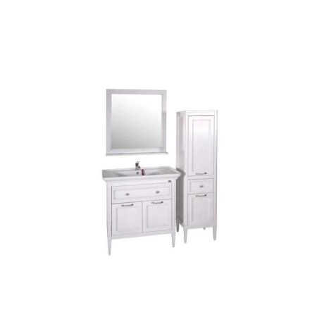 Тумба под раковину ASB-Woodline Гранда 85 Белый (патина серебро)