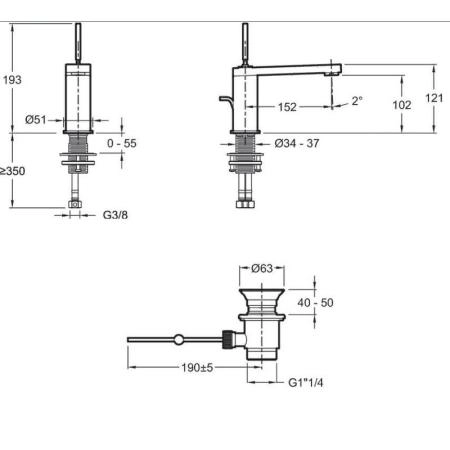 Смеситель Jacob Delafon COMPOSED E73158-TT для раковины титан с донным клапаном