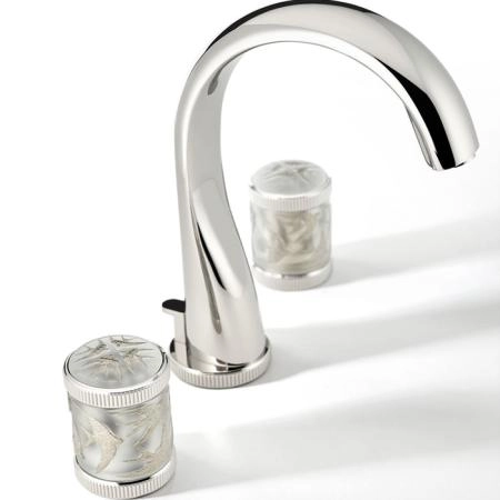 THG Hirondelles Platinum Stamped Смеситель для раковины, 3 отв., цвет: Polished nickel