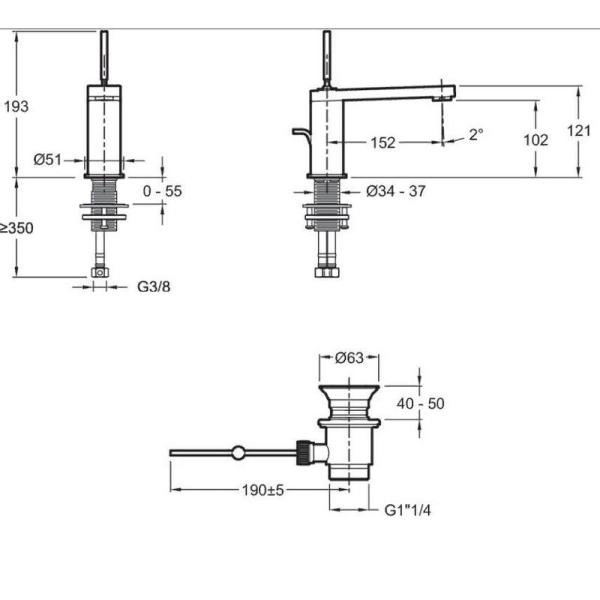 Смеситель Jacob Delafon COMPOSED E73158-TT для раковины титан с донным клапаном