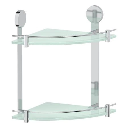 Полка угловая 2-х ярусная 26 cm матовое стекло;  ARTWELLE Harmonie HAR 040 хром