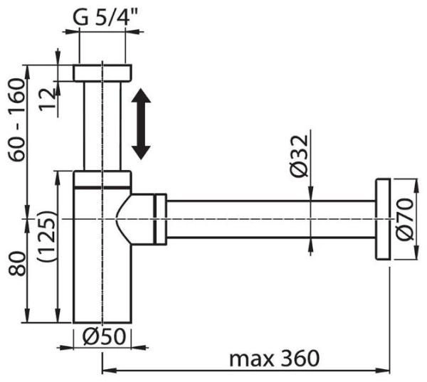 Хромированный телескопический сифон Ravak X01371 из латуни