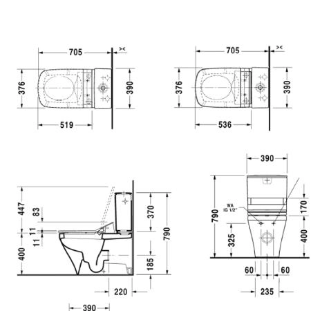 Duravit DuraStyle SensoWash Унитаз моноблок, только в сочетании с SensoWash, с отдельным бачком