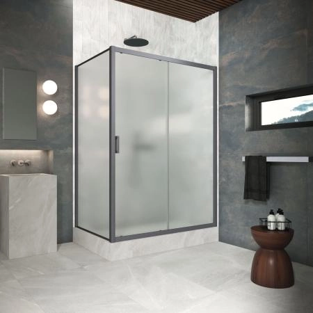 Душевой уголок Vegas-glass ZP+ZPV Protec h1900 180*100 06 10, профиль GunMetal, стекло сатин