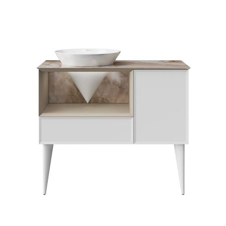 Тумба Kerama Marazzi CONO КОНО CO.97\LIM подвесная с открытой полкой и ящиками 97, белая матовая-лимо
