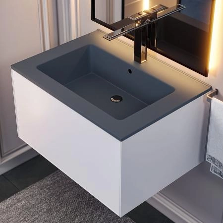 Раковина кварцевая Uperwood Parma Quartz, 65 см, серая матовая, бетон