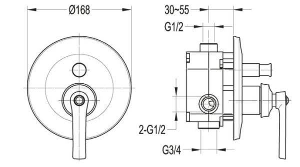 Смеситель CEZARES LIBERTY-VDIM-01 для душа,хром