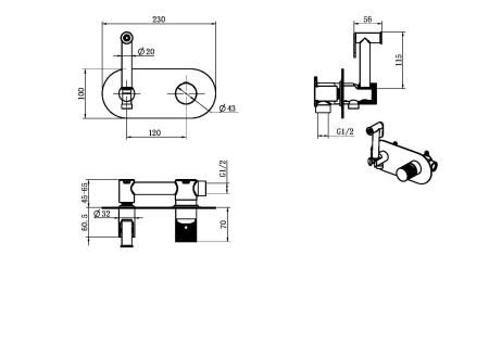 Смеситель гигиенический Boheme STICK CHROME DIAMOND CHROME 127-CRCR