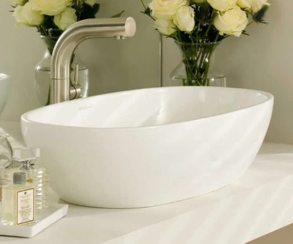 Victoria+Albert Barcelona 55 раковина 546х329х139 мм, накладная, на столешницу, из Quarryplast, цвет белый