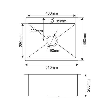 Мойка H5138F MELANA ProfLine 3,0/220 САТИН врезная прямоугольная H5138F