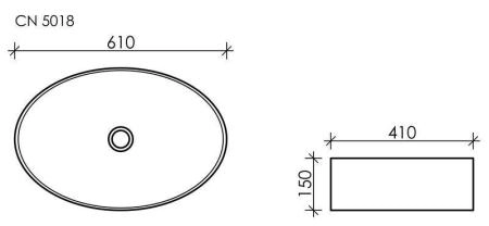 Умывальник чаша накладная овальная Element 610x410x150мм