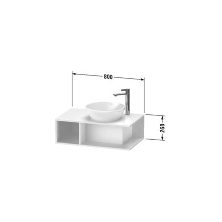 Duravit D-Neo Тумбочка подвесная компакт 80x48х26 см., раковина, 1 открытое отделение на левой стороне, цвет: Black Oak