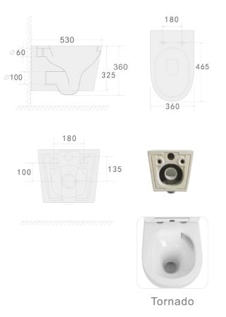 унитаз подвесной Boheme AVVA Белый глянец c крышкой (функц. торнадо) 973-SET-W