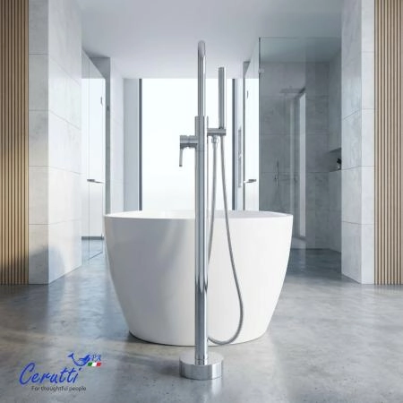 Смеситель напольный Ceruttispa Селла (SELLA) из латуни, цвет хром